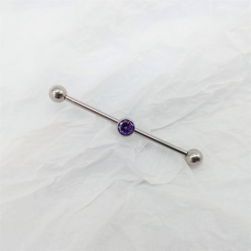 G23 Titanium Ear Bridge Barbell 14G Double Ear Holes Cylindrical Zircon Earrings Piercing Jewelry - Image 5