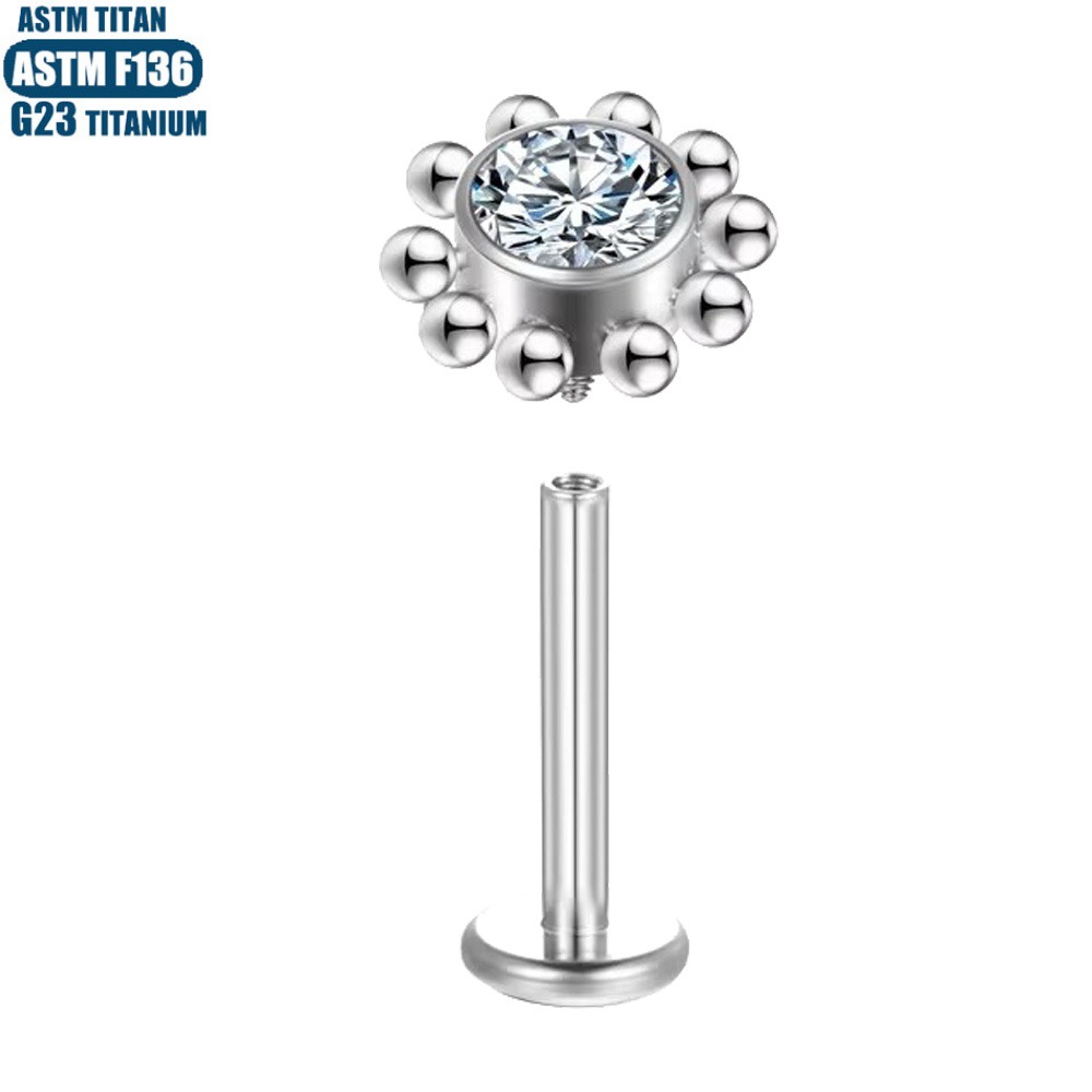 F136 Titanium Lip Ring Ear Bone Nail Zircon Bead Cluster Body Piercing Jewelry Lip Stud Pierced Earrings - Image 4