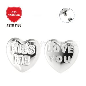 G23 Titanium Heart Ear Cartilage Stud Love Letter Earring Body Piercing Jewelry