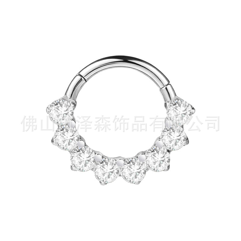 F136 Titanium Alloy Nose Ring with Diamonds - Seamless Nose Stud Hypoallergenic Body Piercing Jewelry - Image 4