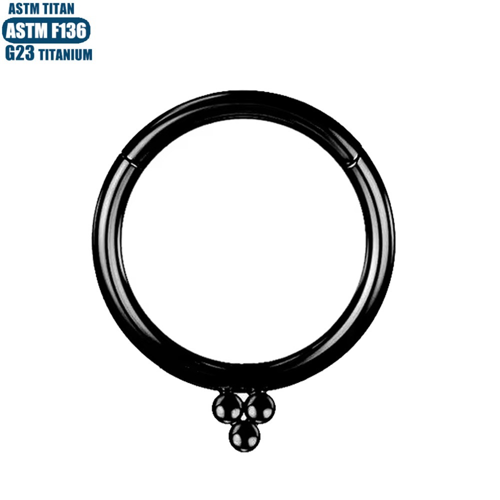 G23 Titanium Alloy Nose Ring Bead Round Seamless Open Ring Conch Earring Seamless Ring - Black 1.2x12mm - Image 4