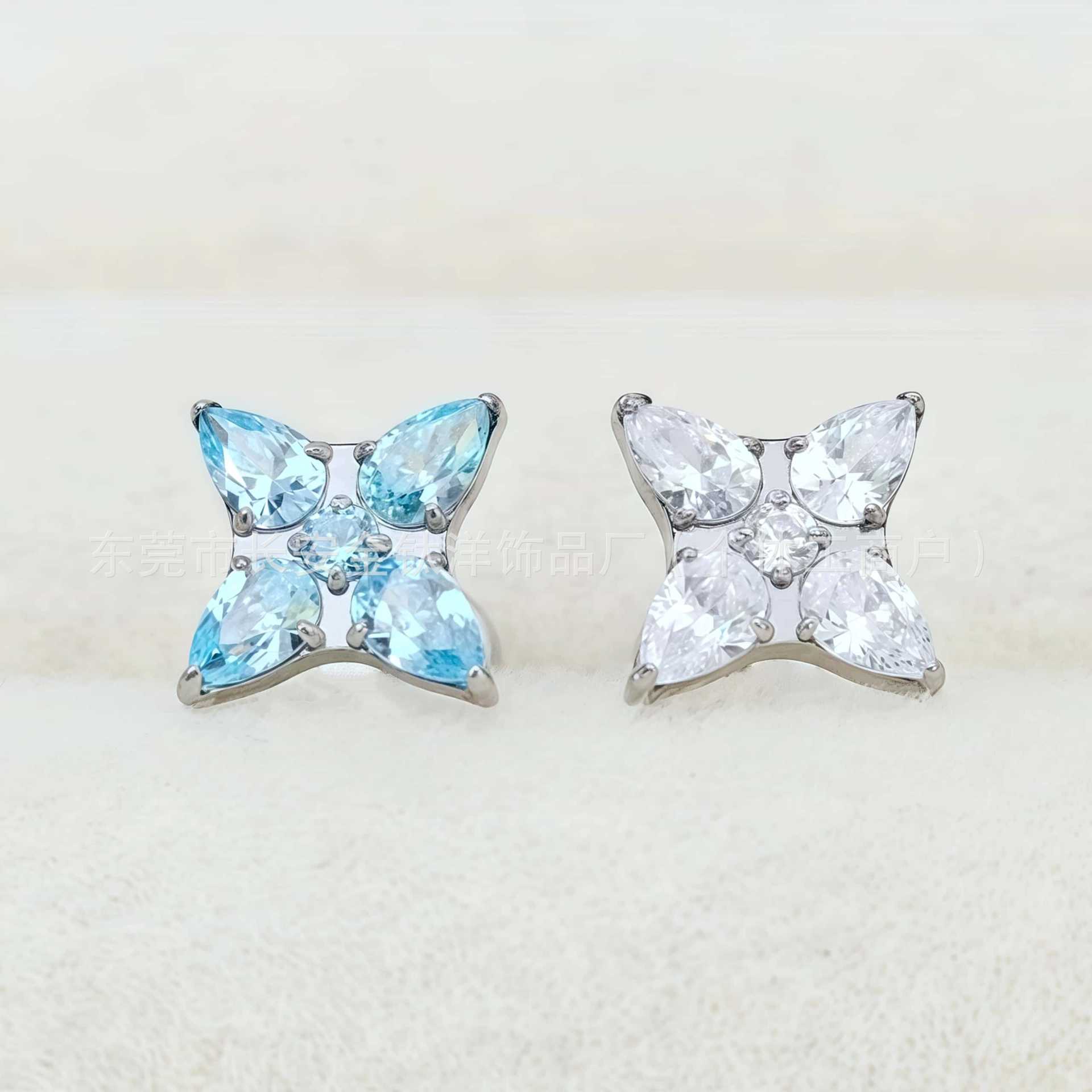 ASTM F136 Titanium Water Drop Eight-Pointed Star Earrings, Zircon Inlay Lip Studs, Nose Studs, Ear Bone Piercing Jewelry - Image 4