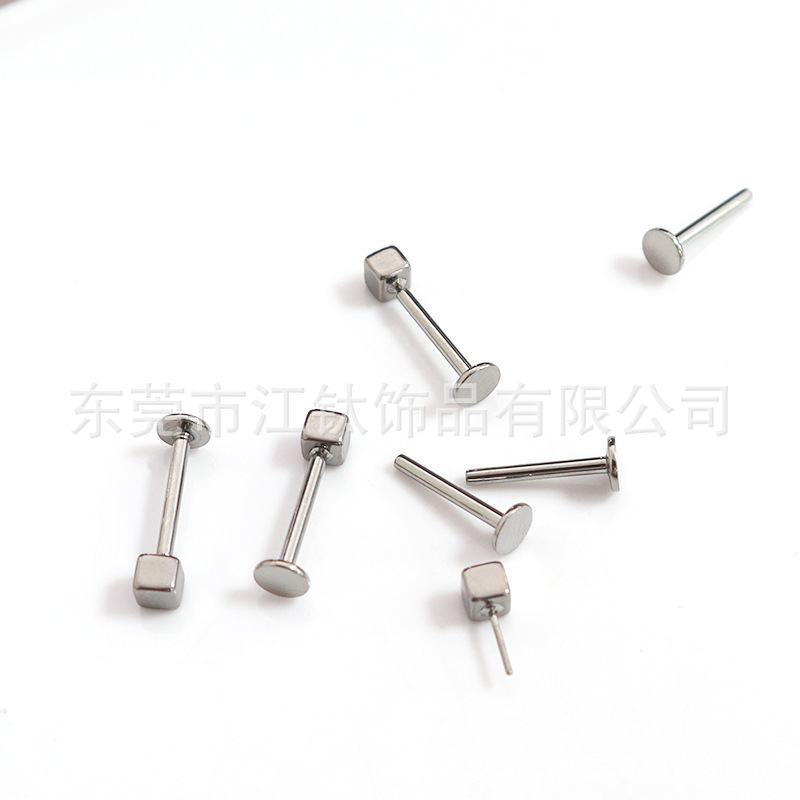 Titanium Flat Back Lip Labret Stud Ear Cartilage Stud Plug Earring Body Piercing Jewelry - 0.8x12mm - Image 5