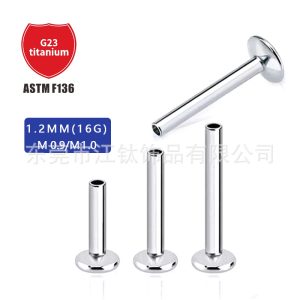 G23 Titanium 16G Labret Stud Lip Nail Internally Threaded Single/Double Puncture Jewelry 4-18mm
