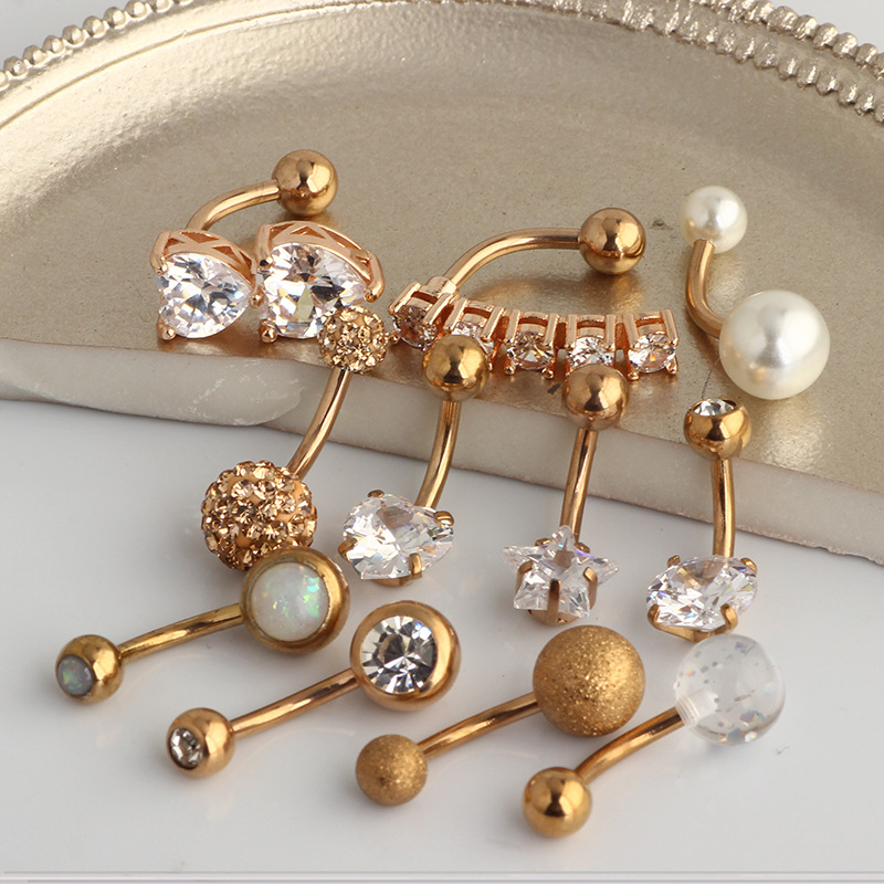 Classic Ball Amazon Navel Ring Set - 11-Piece Belly Button Ring Body Piercing Jewelry Set - Image 5