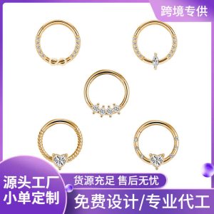 2023 New Hot Stainless Steel Diamond CZ Nose Ring Zircon Nose Decoration Women's Elegant Fashion Nose Hoop