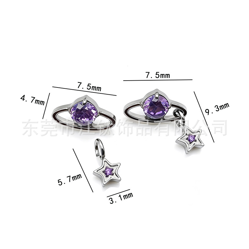 G23 Titanium Alloy Planet Orbit Earring with Zircon for Cartilage Piercing - Image 2