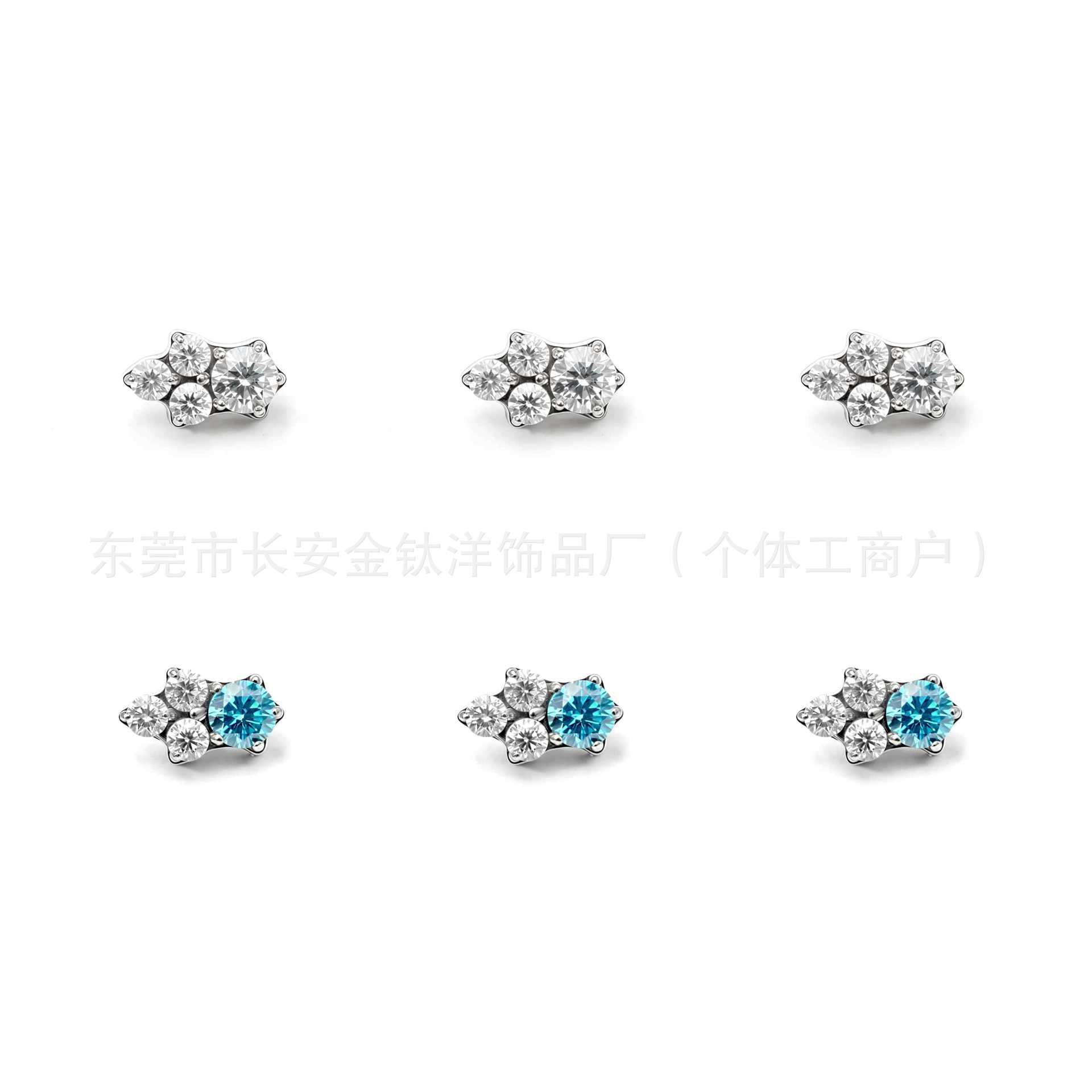 F136 Titanium Irregular Water Drop Earrings with Zircon Inlay, Lip Studs, Ear Bone Studs, Body Piercing Jewelry - Image 5