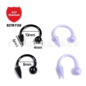 Bioceramic Black Externally Threaded Nose Ring 16G Horseshoe Shape C Barbell Septum Lip Ear Cartilage Piercing Jewelry