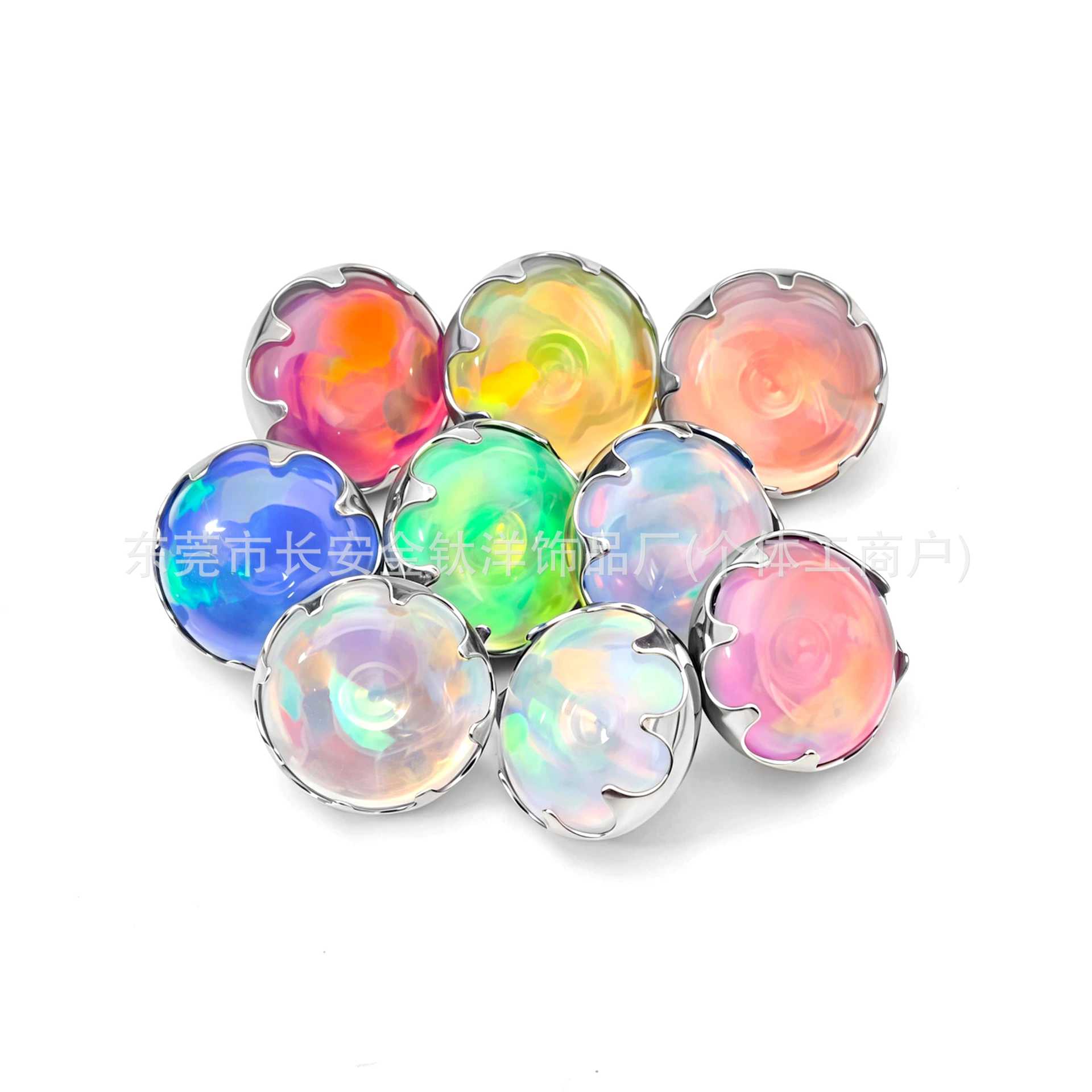 F136 Titanium Serrated Jelly Aurora Opal Embedded Lip Piercing Ear Piercing Navel Piercing G23 Titanium Alloy Body Jewelry - Image 5