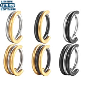 G23 Titanium Hinge Nose Ring Nasal Septum Double Color PVD Seamless Ring Diaphragm Earrings Pierced Jewelry Nose Stud