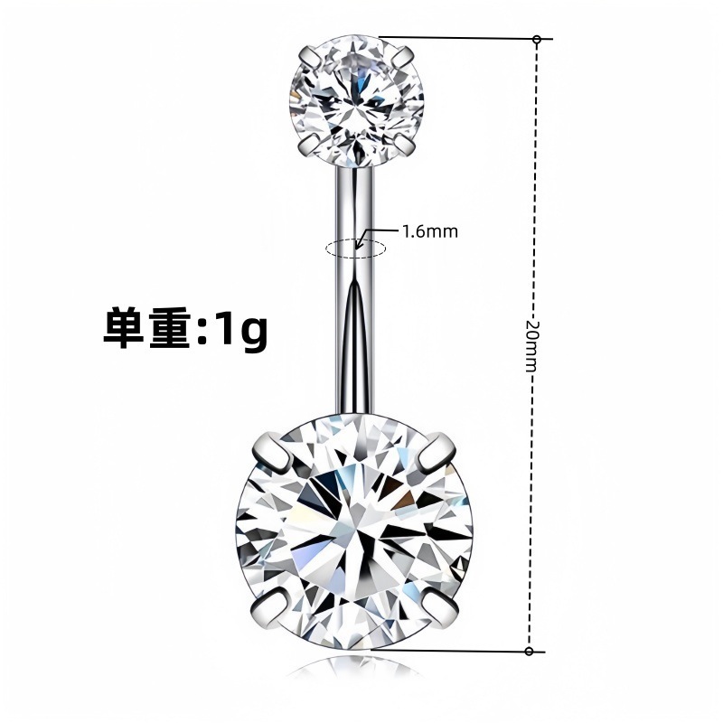 Stainless Steel Star Zircon Navel Ring Internally Threaded Belly Button Piercing Jewelry Wholesale - Image 4