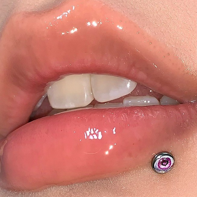 Pink Love Bubble Lip Labret Stud Titanium Steel Internally Threaded Gradient Colorful Hot Girl Style Lip Piercing Jewelry Wholesale - Image 4
