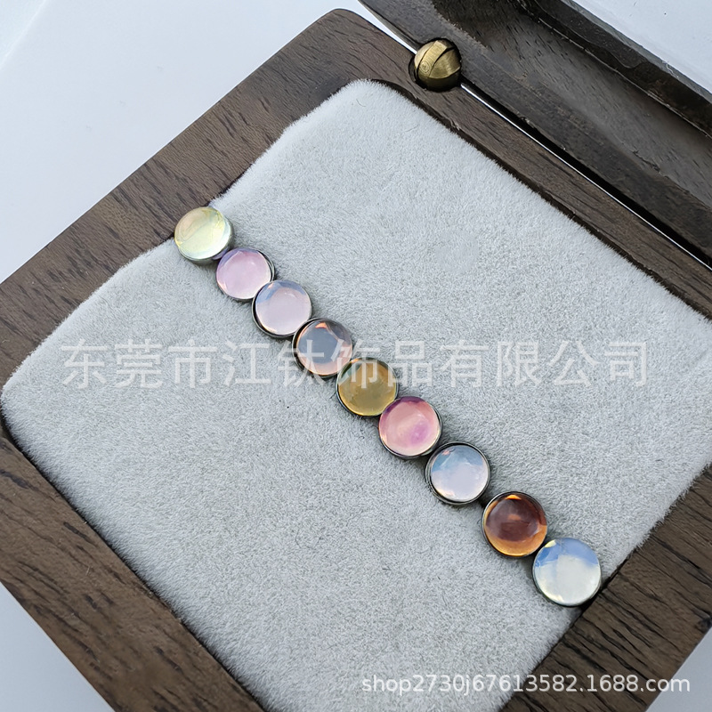 G23 Titanium Ear Bone Nail Disc Glass Glossy Cross-Border Body Piercing Jewelry Ear Nail - Image 4