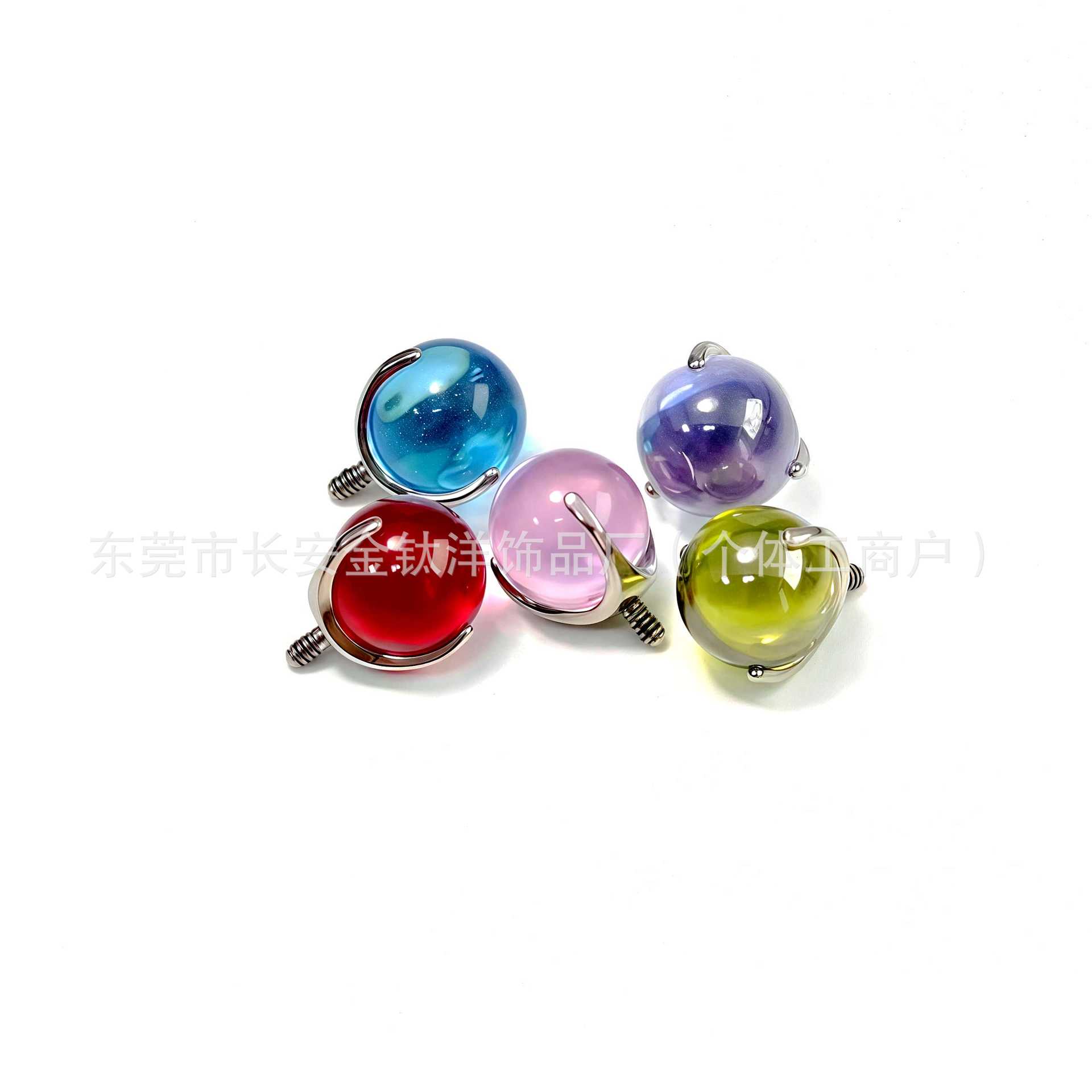 F136 Titanium Round Ball Three-Claw Glass Ball Lip Nail Tongue Nail Ear Nail G23 Titanium Alloy Body Piercing Jewelry Ear Bone Nail - Image 5