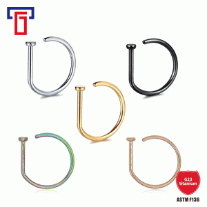 G23 Titanium D-Shaped Nose Clip - No Piercing Required, Nose Ring Clip for Non-Pierced Look