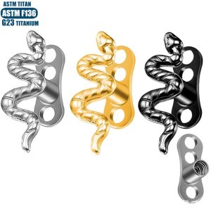 F136 Titanium Snake Buried Nail Internally Threaded Implant Grade Body Piercing Jewelry Clavicle Subdermal Implant Bone Nail with Base