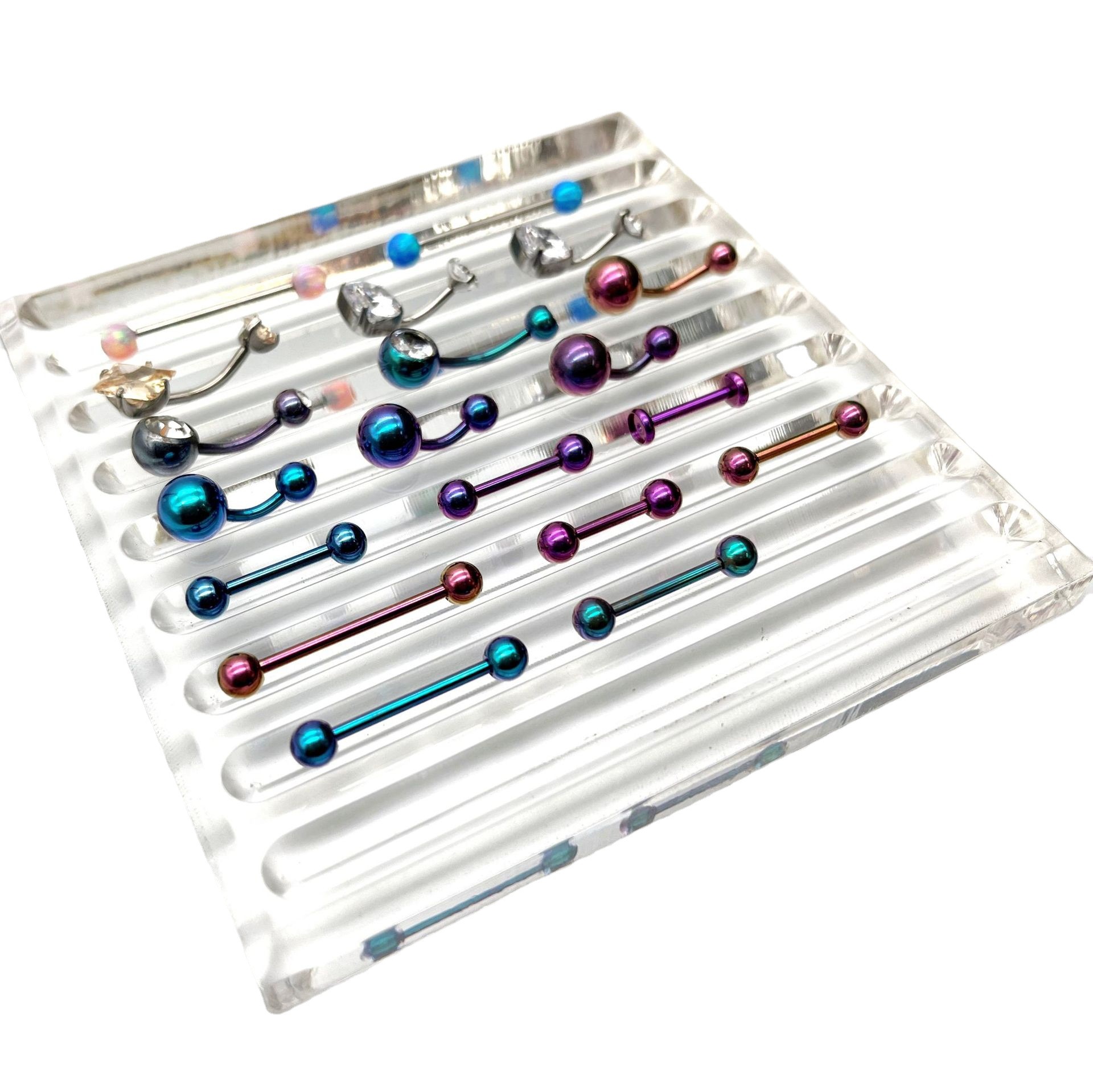 High Transparency Acrylic Tongue Stud Display Stand - Polished Groove for Earrings - Image 5