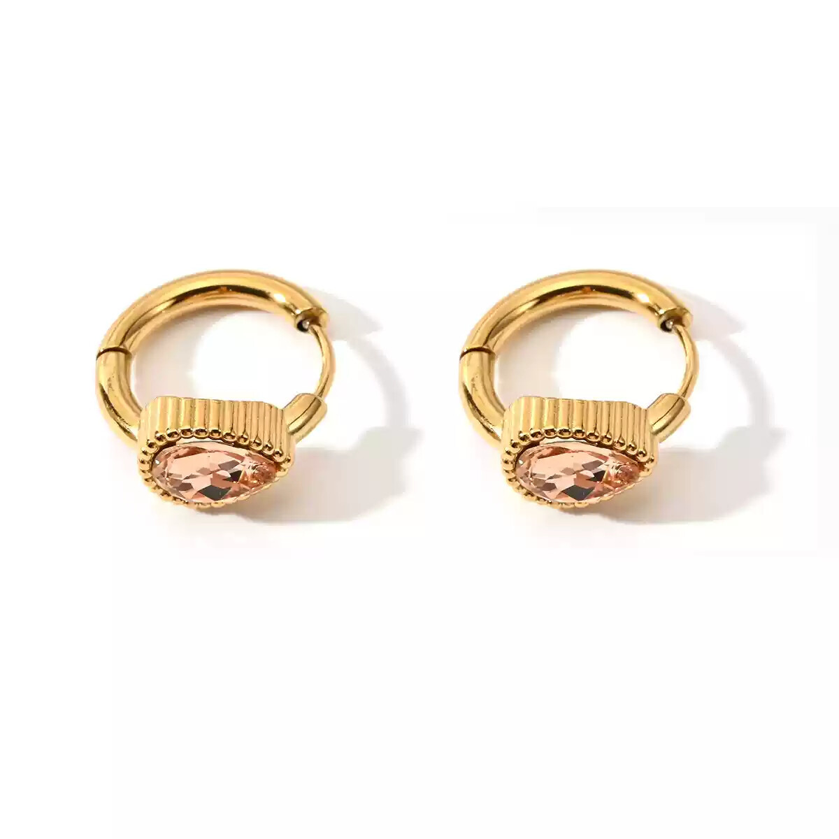 Retro Luxury Geometric Zircon Earrings Stainless Steel 18K Gold Plated Women's Wholesale - Image 5