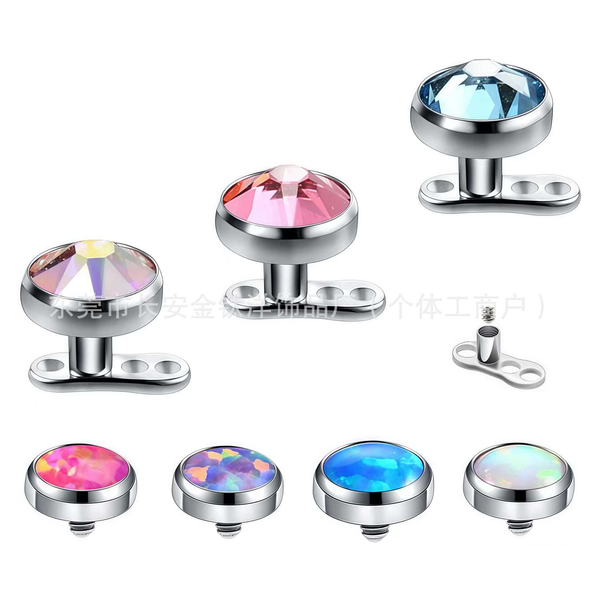 F136 Titanium Opal Anchor Flat Back Threaded Ear Cartilage Stud Piercing Jewelry - Image 2