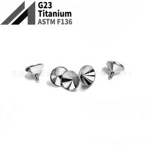 G23 Titanium Hollow Base Bowl Holder Funnel-Shaped Pin Internal Thread Lip Piercing Jewelry