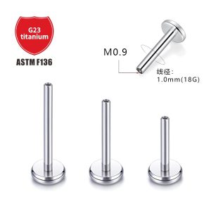 F136 Titanium Lip Nail Rod 1.0mm Wire Diameter Flat Bottom Labret Stud Body Piercing Jewelry