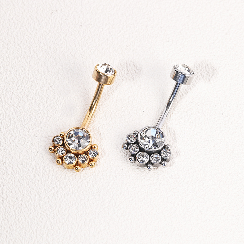 Gold Stainless Steel Navel Ring 14G 10mm Top 8mm Bottom Belly Button Piercing Jewelry - Image 4