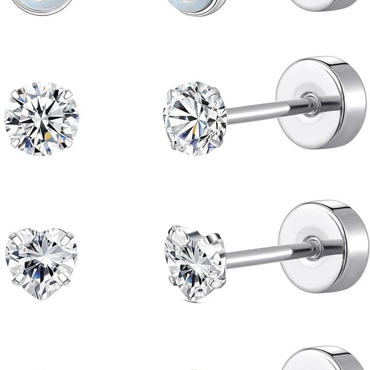 Amazon Hot Sale Stainless Steel Ear Studs Bone Nails Barbell Wafer Earrings Combination Set Body Piercing Jewelry - Image 4