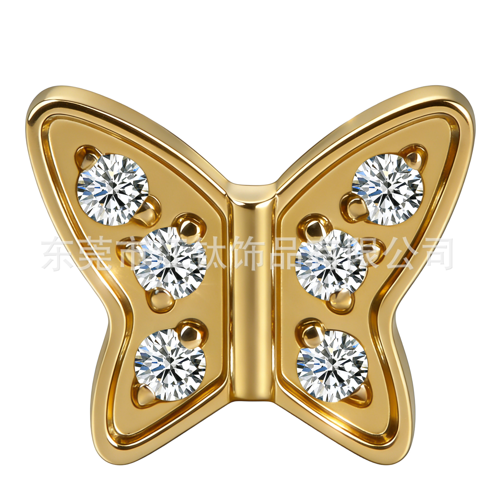 Butterfly Design Zircon Gold G23 Titanium Alloy Cartilage Ear Stud Earring - JT1041 - Image 5