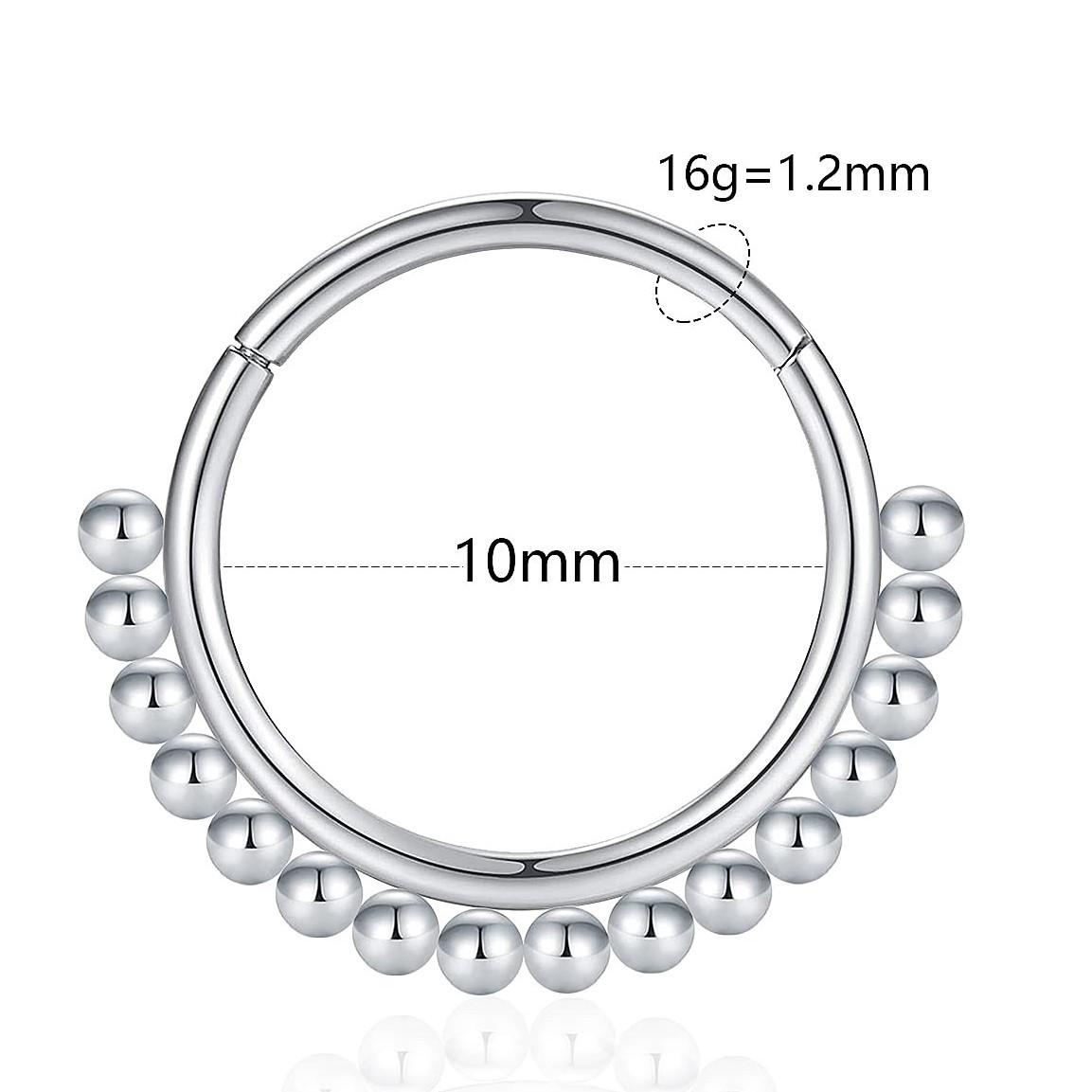 G23 Titanium Ball Nose Ring - Closed Hoop Multifunctional Earring, Titanium Alloy Piercing Jewelry - Image 2