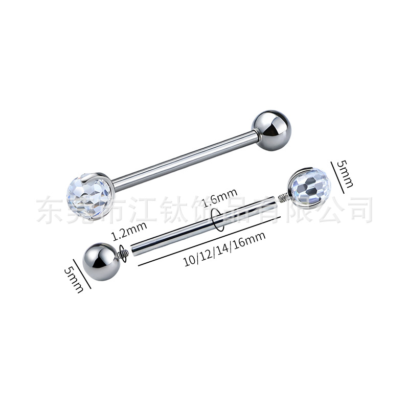 G23 Titanium Tongue Barbell Super Flash Bouncy Ball Small Light Bulb Tongue Ring Piercing Jewelry - Image 2