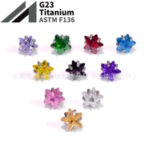 F136 Titanium Five-Pointed Star Claw Inlaid Zircon Lip Nose Ear Nail Ear Bone Nail G23 Titanium Alloy Body Piercing Jewelry