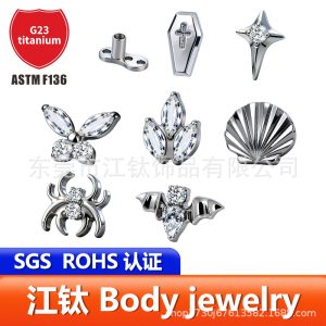 G23 Titanium Alloy Spider Bat Skin Graft Nail Embedded Bone Nail Body Piercing Jewelry Internally Threaded