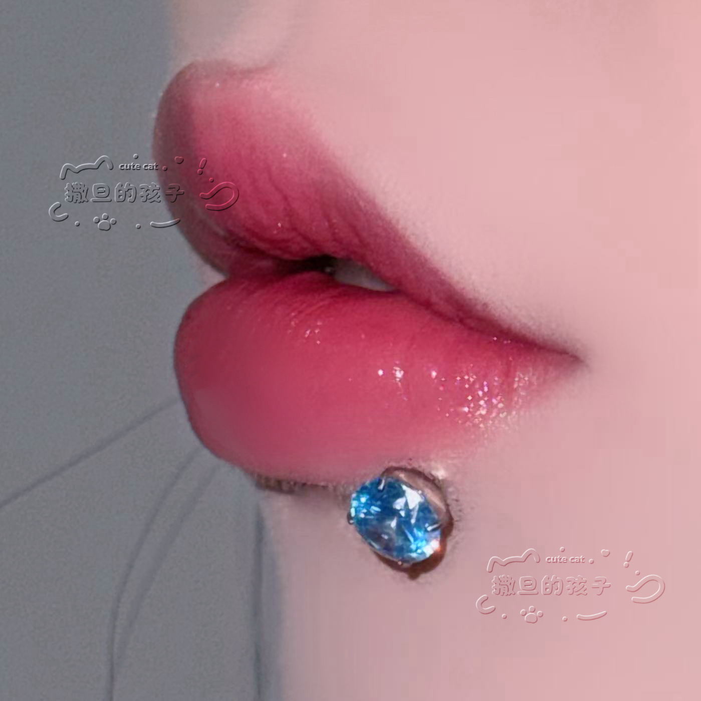 Satan's Child Senior Art Student F136 Titanium Alloy Lip Stud Big Sparkling Diamond Lip Piercing Ring Ear Cartilage Stud - Image 3