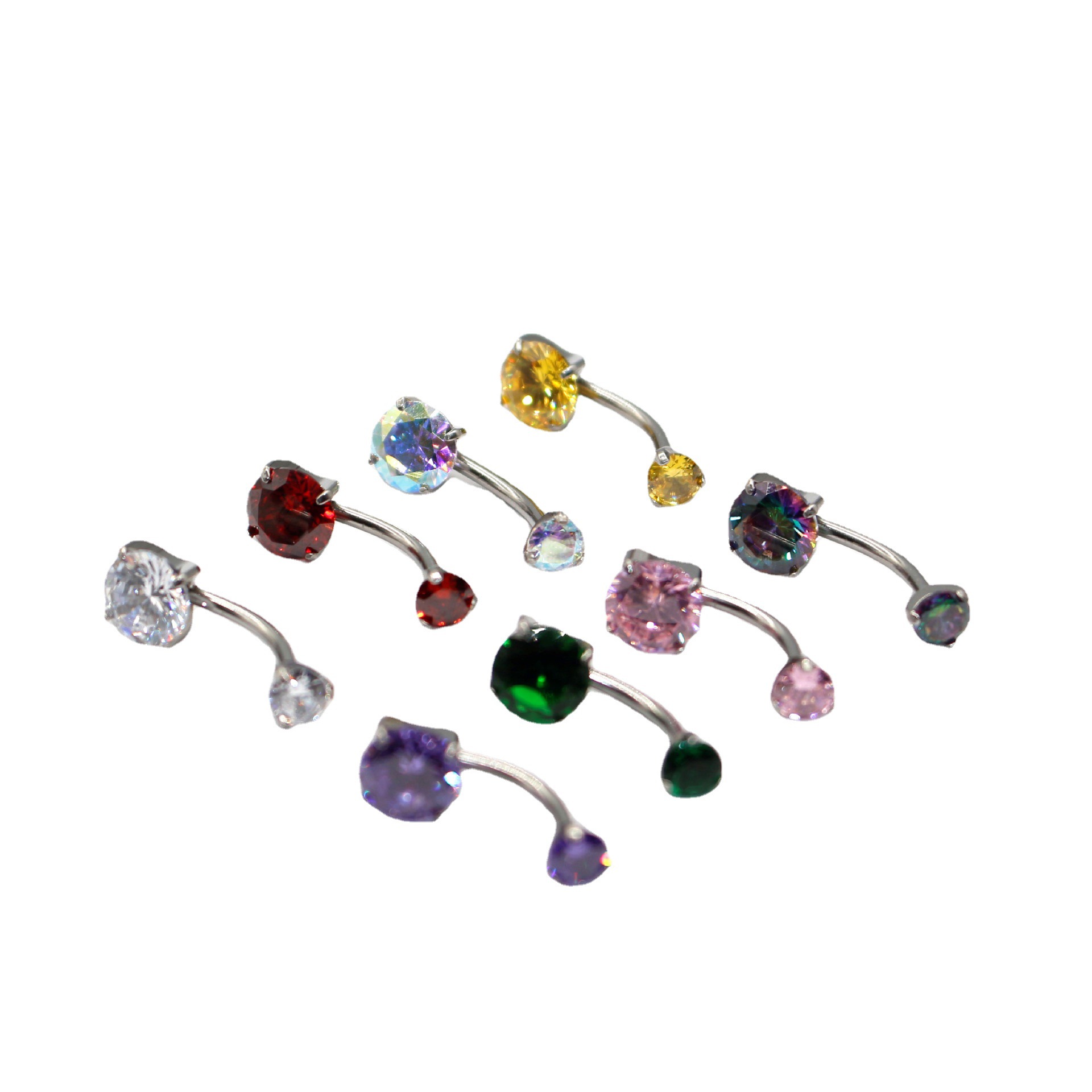 G23 Titanium Internally Threaded Paw Double-Headed Round Zircon Belly Ring Navel Ring Titanium Alloy Piercing Jewelry - Image 5