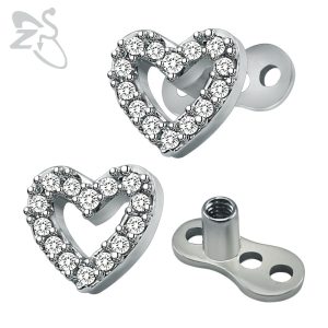 European American Stainless Steel Heart Buried Nail Body Piercing 316L Steel Inlaid Zircon Cartilage Earring