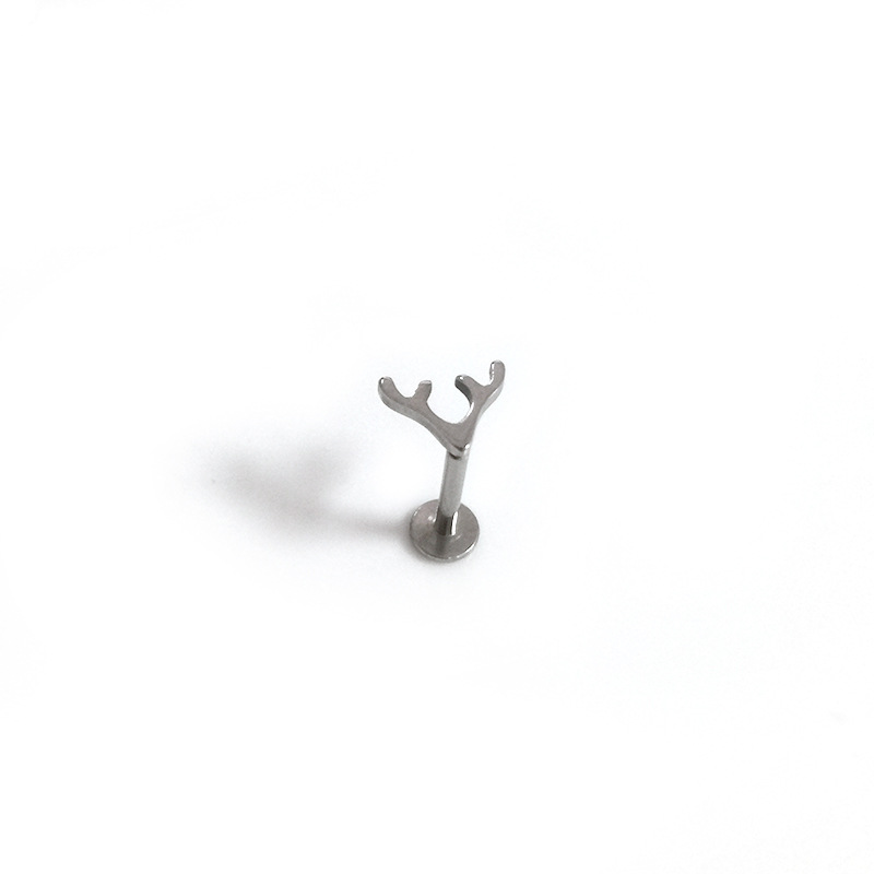 F136 Titanium Christmas Antler Stud Earring G23 Titanium Alloy Body Piercing Ear Bone Stud for Men Women - Image 5