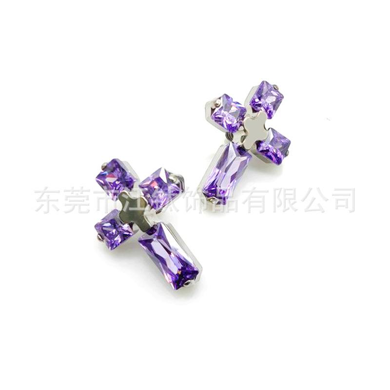G23 Titanium Cross Inlaid Zircon Ear Bone Nail - ASTM F136 Titanium Alloy Body Piercing Jewelry - Image 5