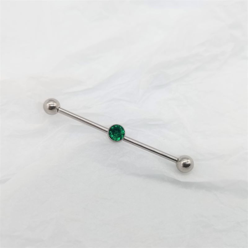 G23 Titanium Ear Bridge Barbell 14G Double Ear Holes Cylindrical Zircon Earrings Piercing Jewelry - Image 3