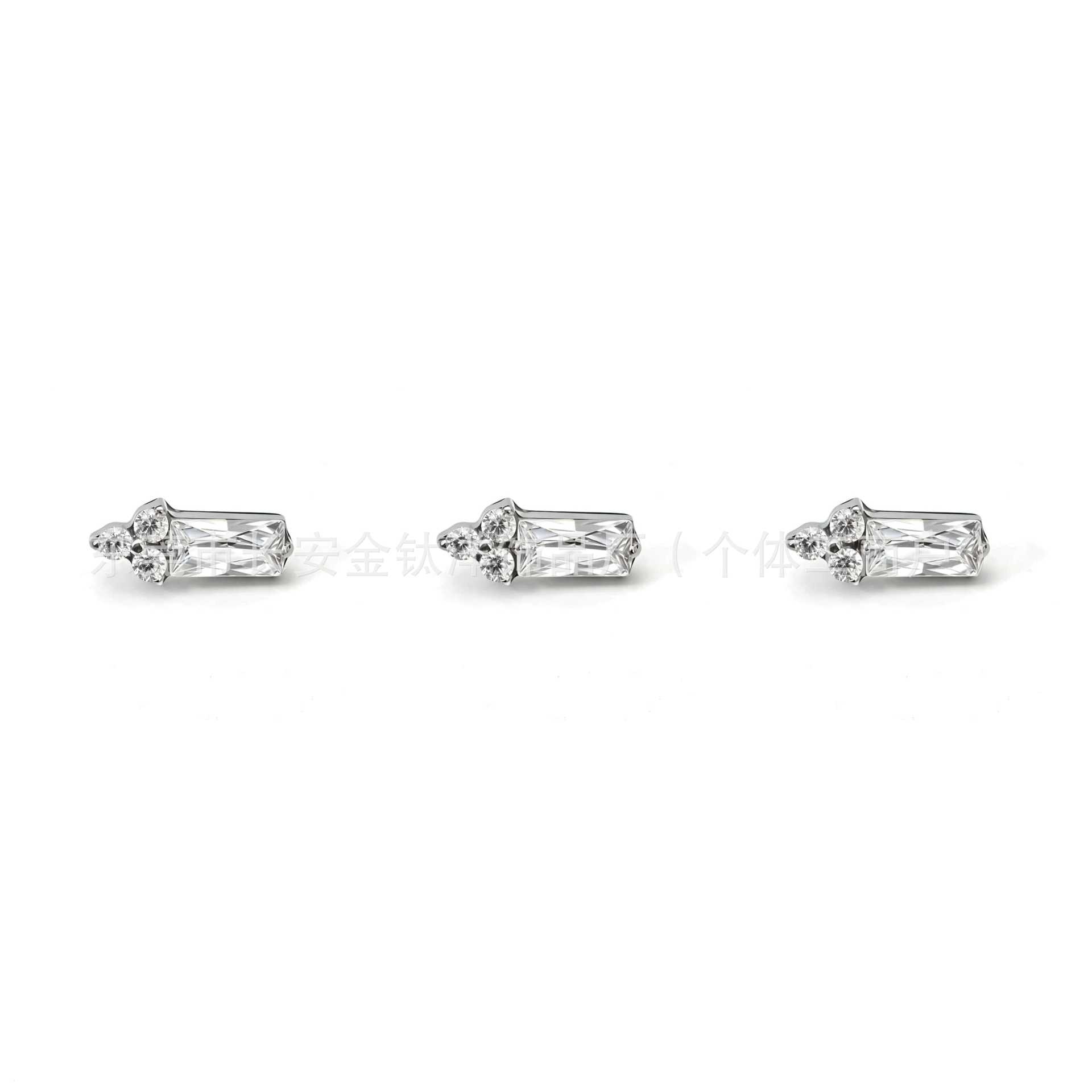 F136 Titanium Irregular Trapezoidal Zircon Lip Stud Ear Cartilage Stud G23 Titanium Alloy Piercing Jewelry - Image 3