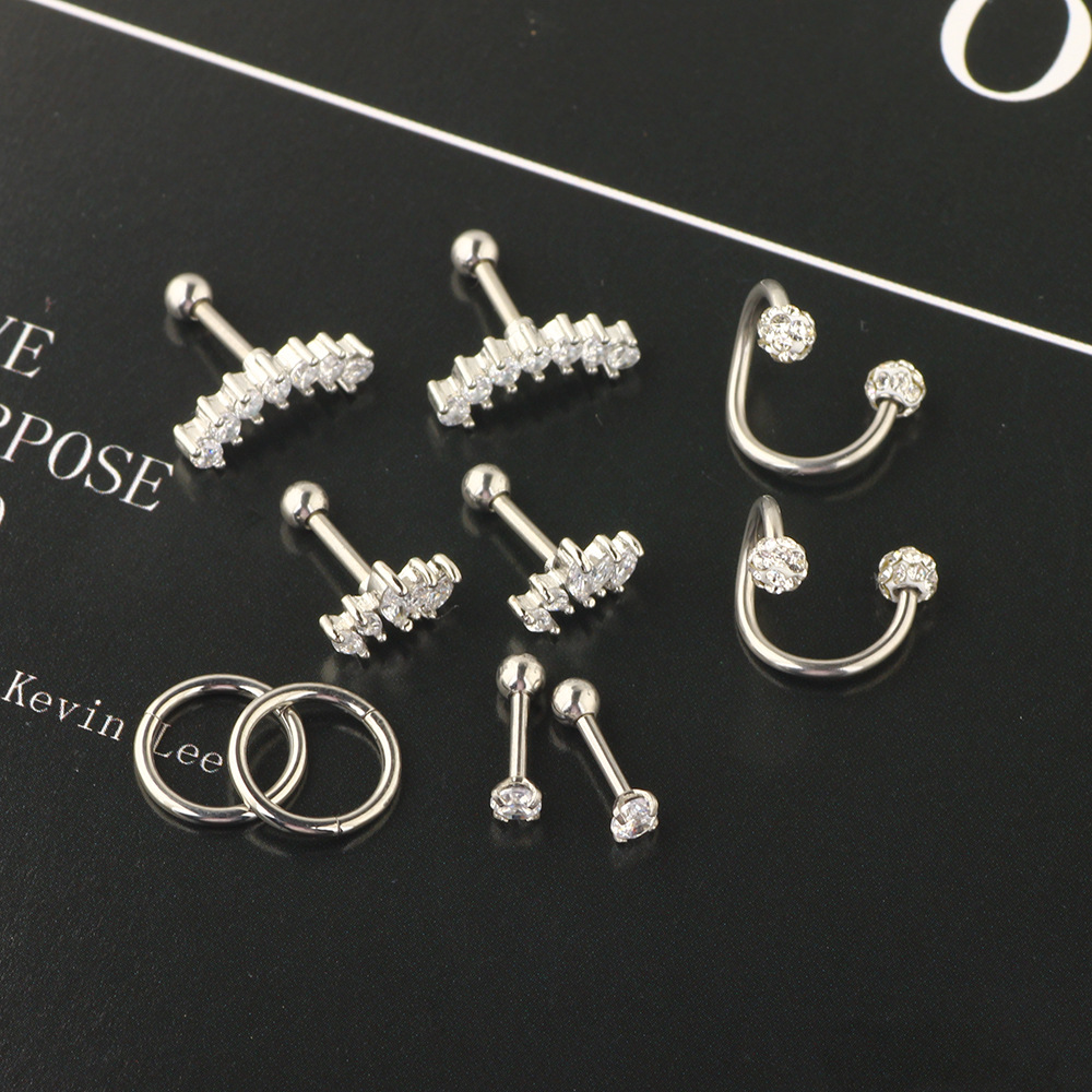 Rose Gold Stainless Steel Zircon Diamond Shape Earrings Set for Women - Image 3