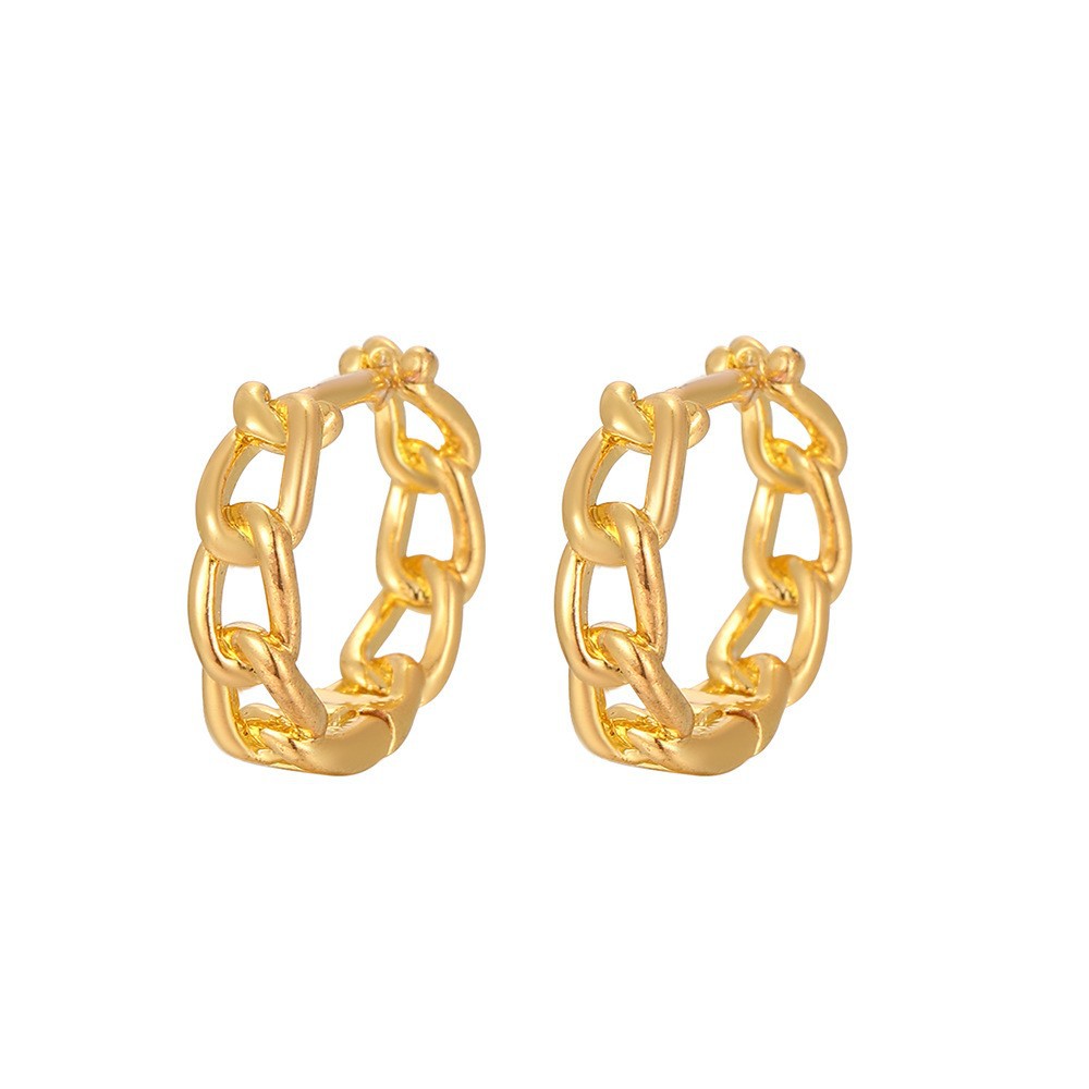 French Earrings Women's Chain Earrings Light Luxury Ins Style Geometric Design Circle Ear Buckle - Image 5