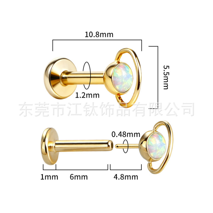 G23 Titanium Planet Orbit Opal Inlay Ear Cartilage Hoop Earring | JT927 - Image 2