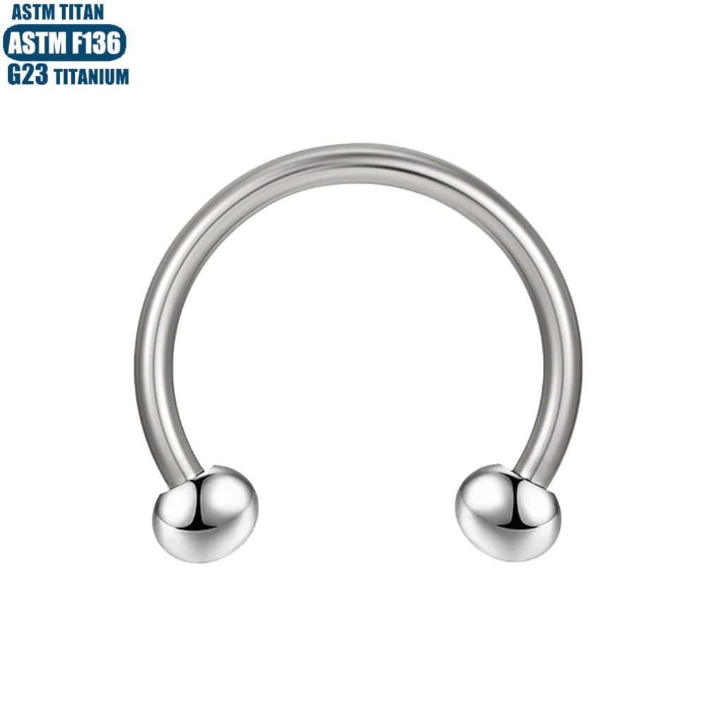 F136 Titanium Septum Ring Horseshoe Internal Thread Nose Lip Ear Piercing Jewelry - Image 2