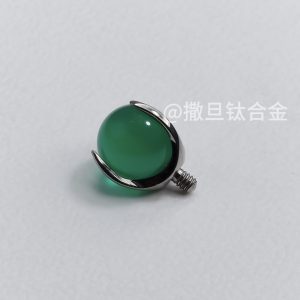 ASTM F136 Titanium Tongue Barbell Internal Thread Natural Agate Drinkable Tongue Piercing Jewelry