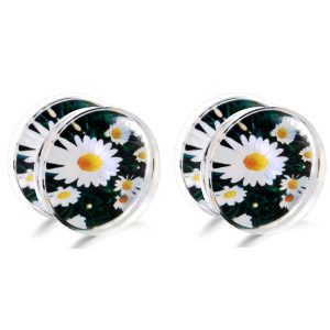 Acrylic Crown Ear Plug 16mm Black Simple Ear Taper Body Jewelry for Ear Lobe