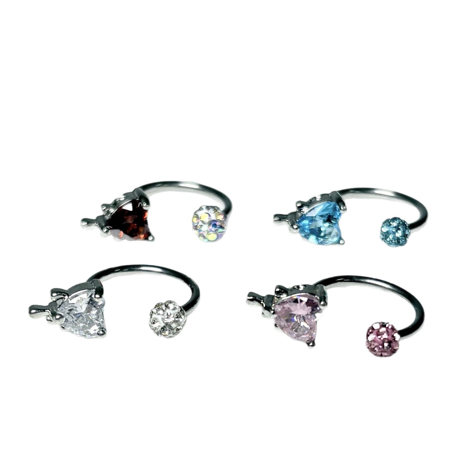 4-Color Starburst Heart Diamond Lip Ring Titanium Steel Horseshoe Ring Ear Bone Ring Outer Tooth Piercing Jewelry Wholesale - Image 5