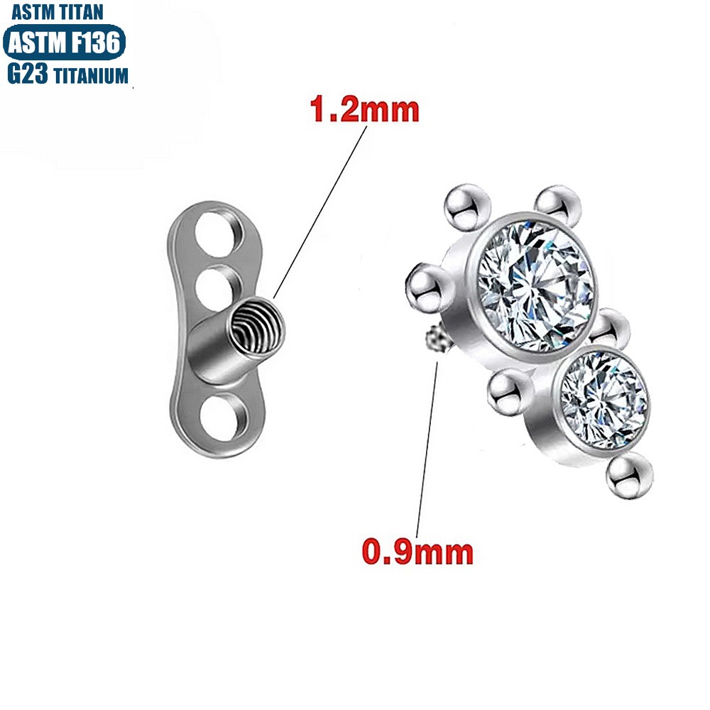 F136 Titanium Inlaid Zircon Nail with Base Solder Ball Internal Thread Piercing Jewelry Skin Grafting Bone Nail - Image 3