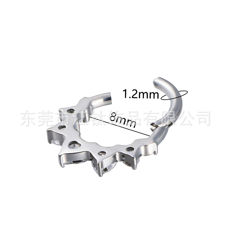 G23 Titanium Nose Ring with Heart Zircon Septum Piercing Jewelry 1.2x10mm Gold - Image 2