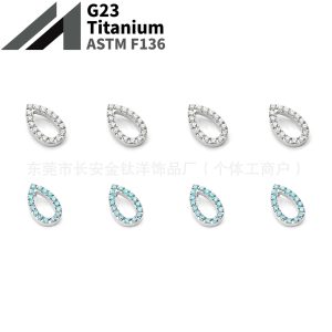 F136 Titanium Internal Thread Hollow Full Diamond Zircon Lip Stud - 14mm Blue Lip Piercing Jewelry